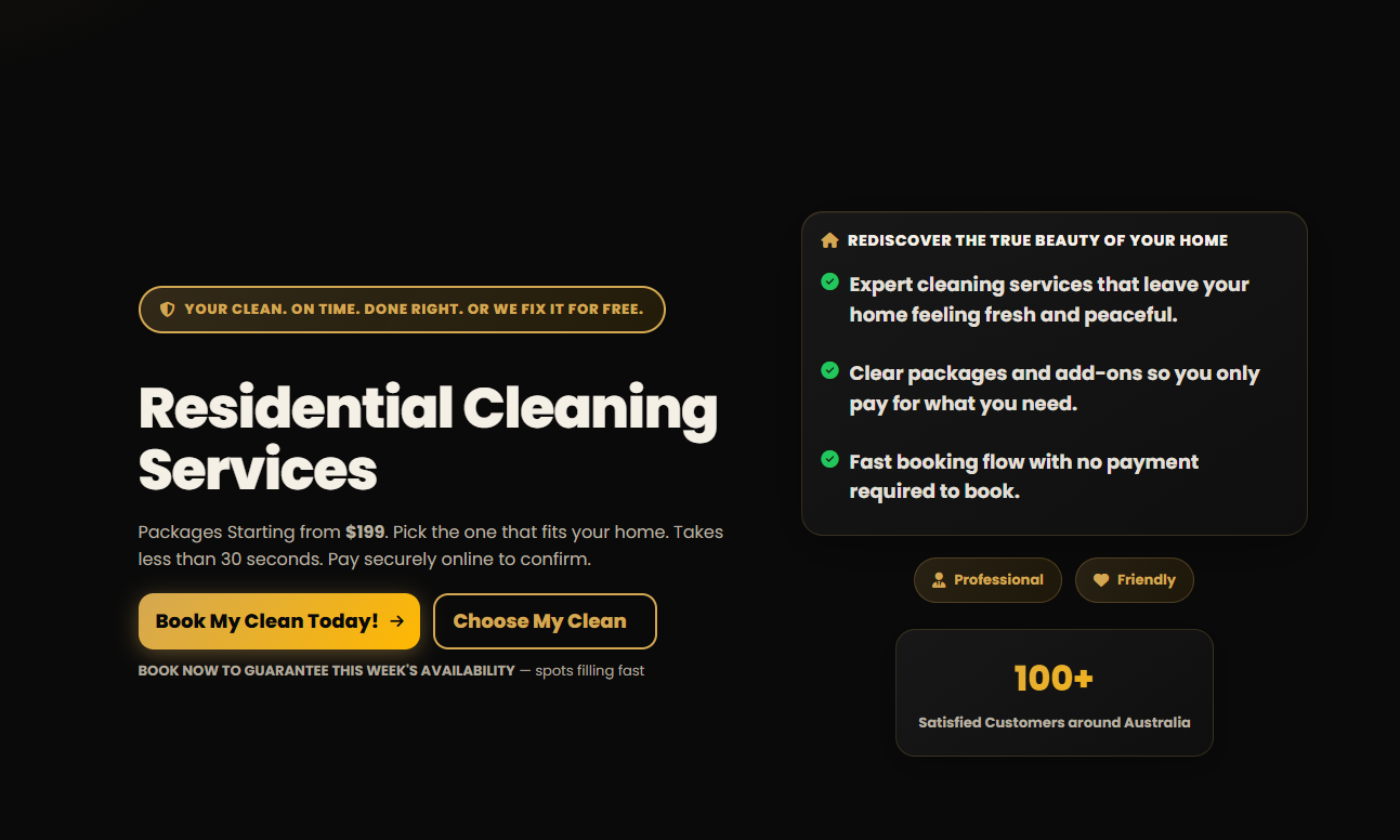 Website — Residential cleaning hero